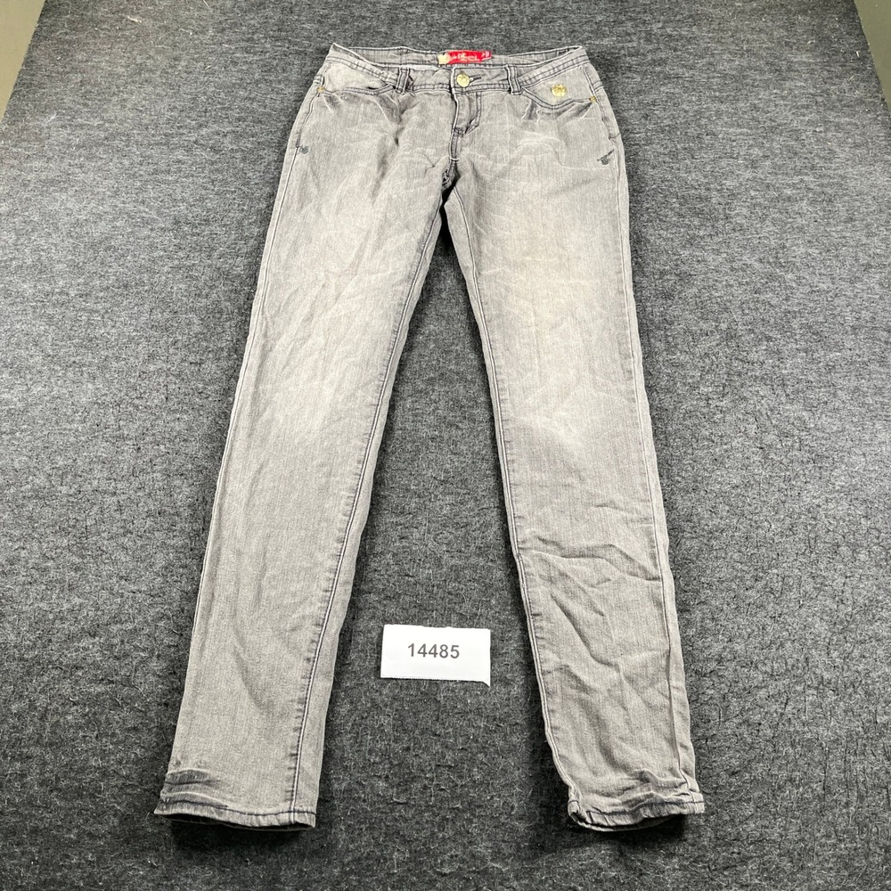 Y2K Apple Bottoms Jeans Womens 7/8 Gray Denim Cotton Stretch Studded Skinny Leg